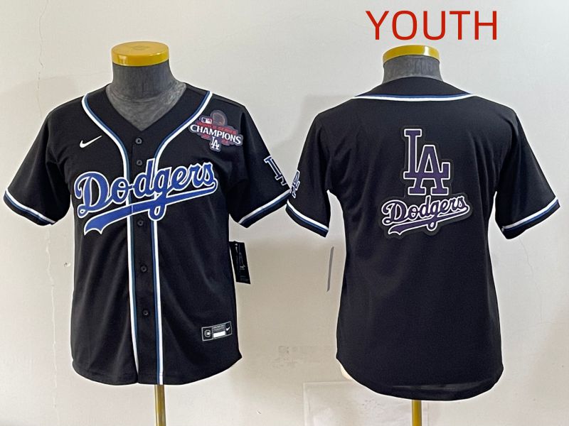 Youth 2025 Los Angeles Dodgers Blank Black Three generations Fashion Nike MLB Jersey style 29->youth mlb jersey->Youth Jersey
